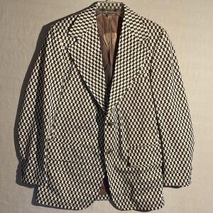 VTG Mens JCPenney Checkered Blazer Suit Jacket Retro Dress Costume Dance Prom